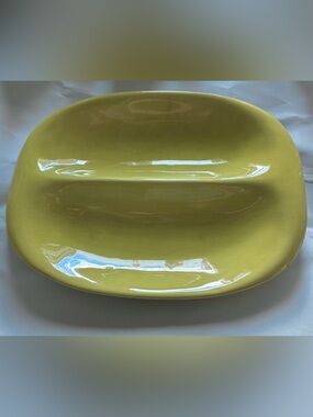 1940s Russel Wright Large Divided Serving Platter. Chartreuse Color.  Perfect.